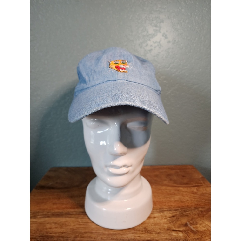 Onitsuka Tiger Denim Dad Hat Light Blue Embroidered Tiger Logo Cap  NWT
